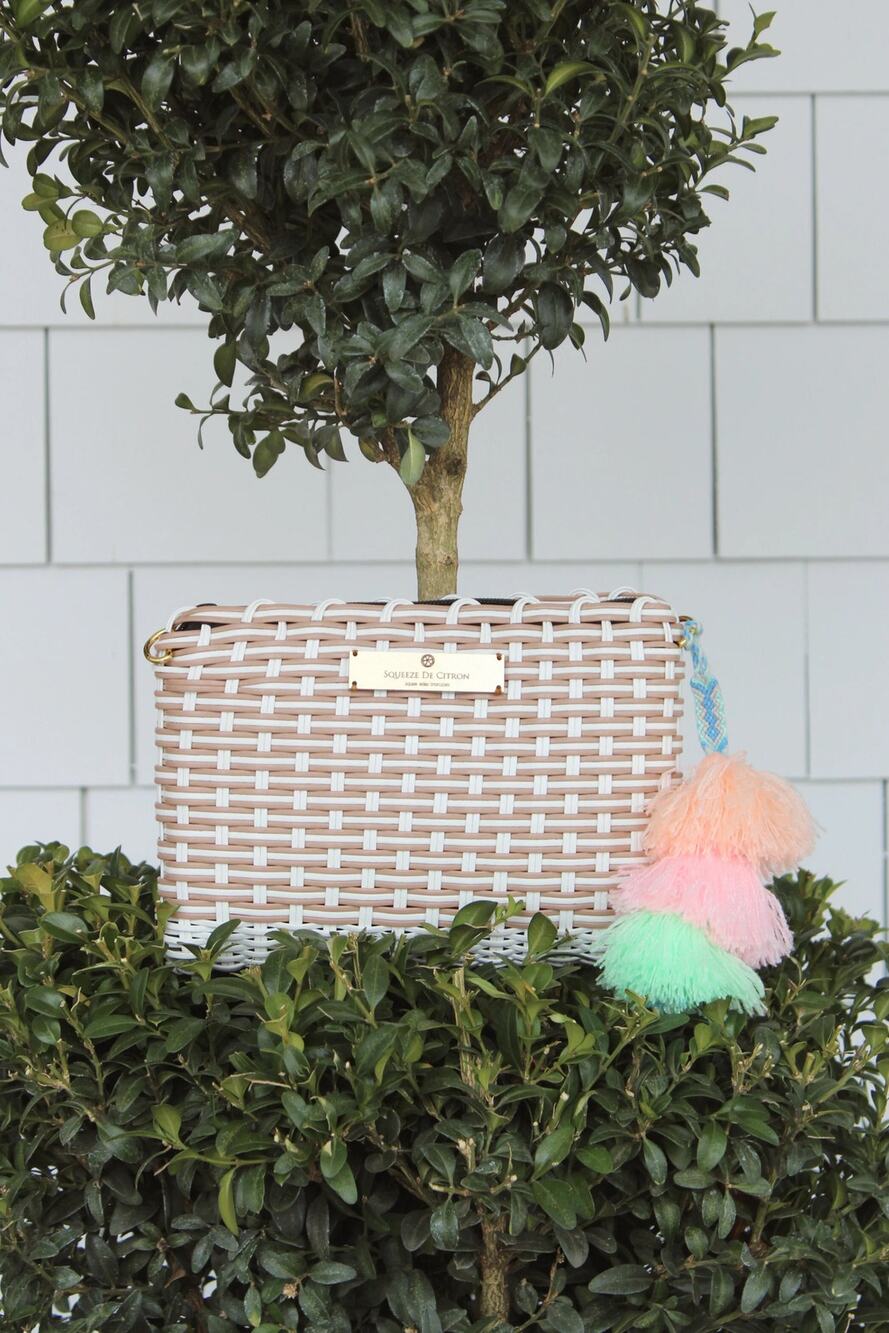 Squeeze de Citron White and Nude Nest Lemon Drop small clutch
